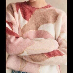 Rare Sezane Hollie Jumper in Pink Foliage Print / small /